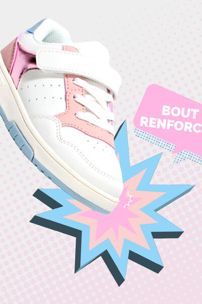 Baskets &agrave; scratchs bout renforc&eacute; blanc fille