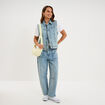 Jean balloon coton denim bleach femme