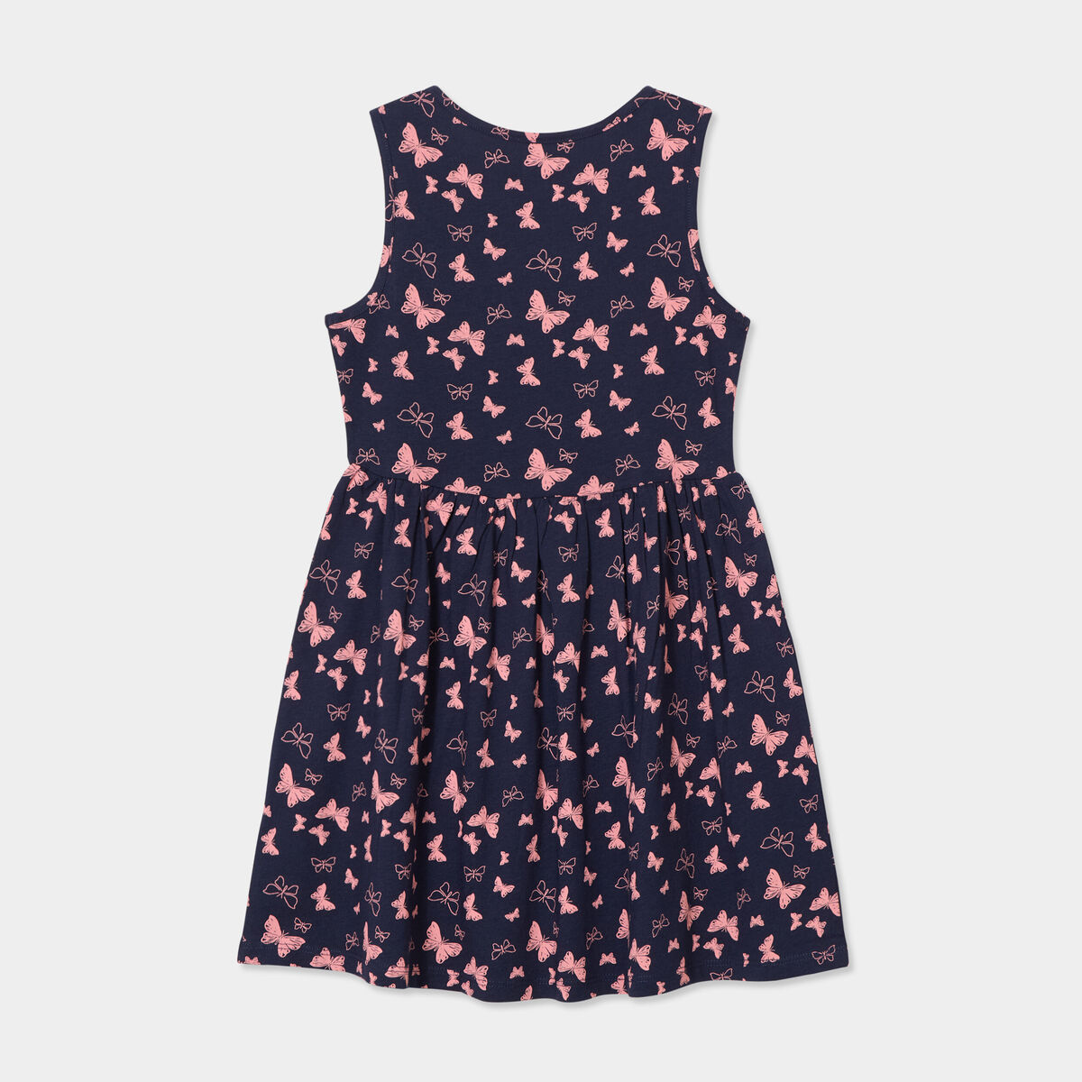 Robe patineuse sans manches coton bleu marine fille