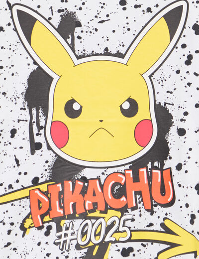 T-shirt manches courtes Pok&eacute;mon Pikachu blanc gar&ccedil;on