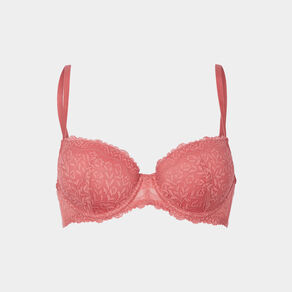 Soutien-gorge corbeille micro dentelle rose poudrée femme
