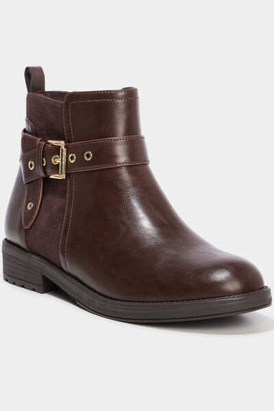 Bottines avec boucles et talons marron femme