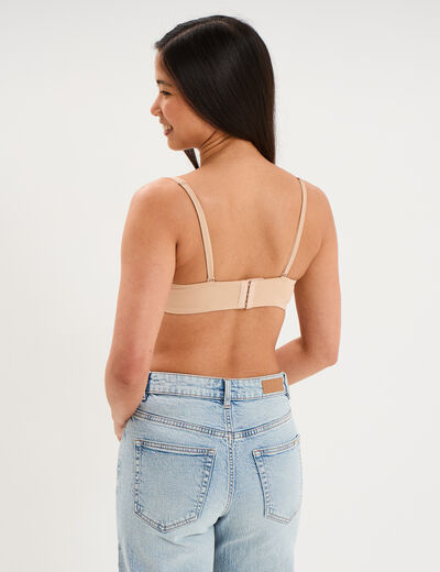 Soutien-gorge bandeau microfibre beige femme