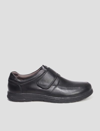 Derbies à scratch en cuir noir homme