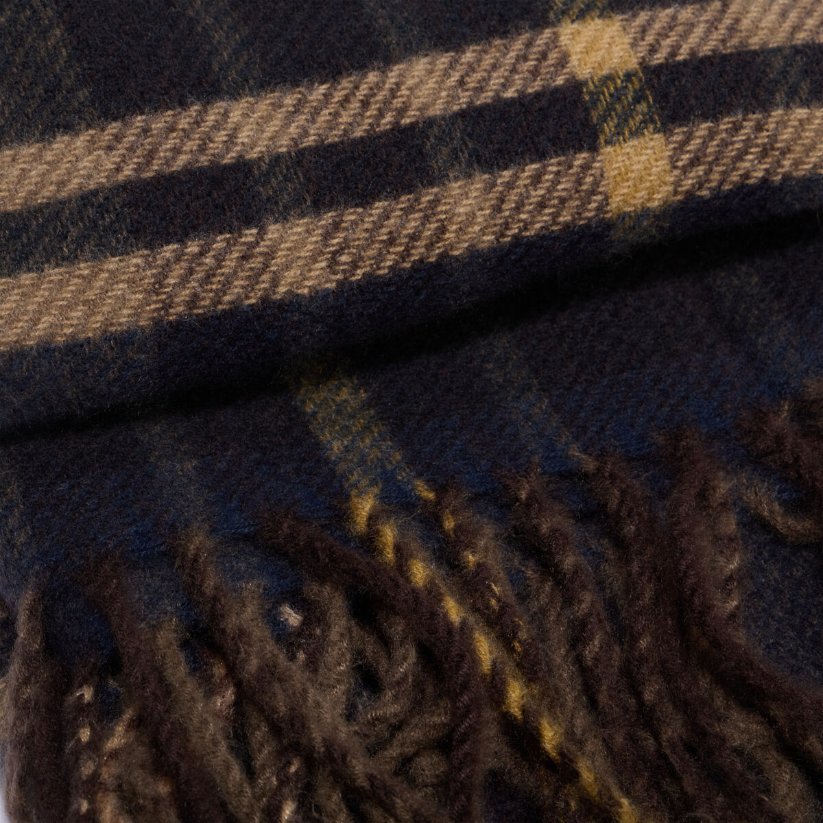 &Eacute;charpe &agrave; carreaux avec franges bleu marine homme