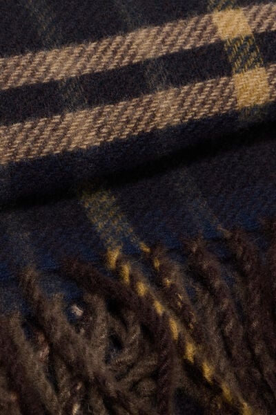 &Eacute;charpe &agrave; carreaux avec franges bleu marine homme