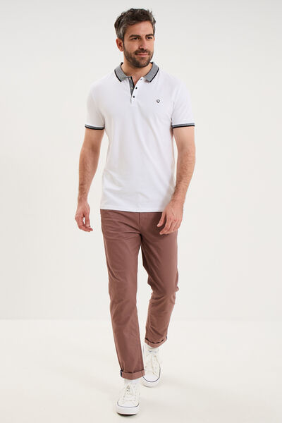 Polo slim manches courtes stretch blanc homme