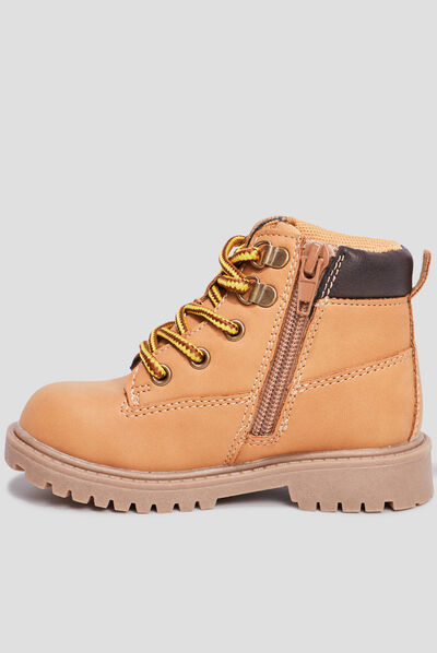 Bottines zippées à lacets Bali jaune bébé garçon