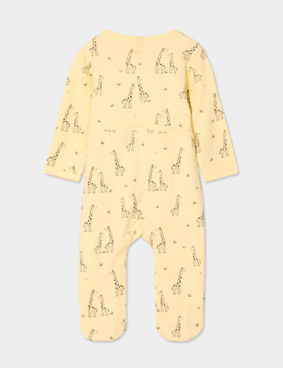 Dors-bien coton manches longues boutonné jaune bébé