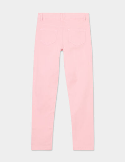 Pantalon skinny 5 poches coton rose clair fille