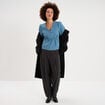 Blouse cintr&eacute;e col V manches 3/4 blanc femme
