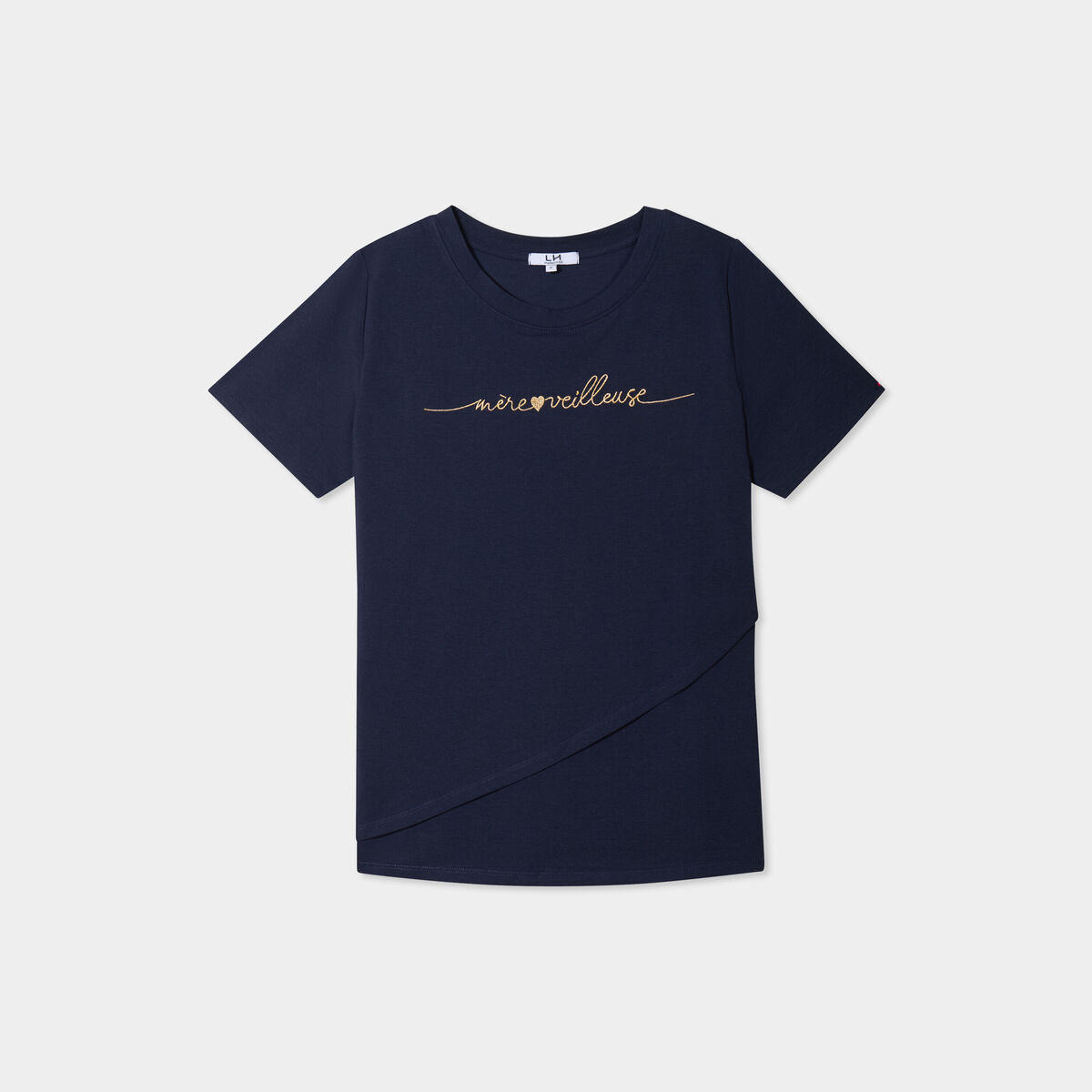 T-shirt manches courtes allaitement bleu marine femme maternit&eacute;
