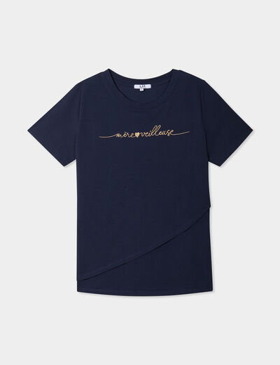 T-shirt manches courtes allaitement bleu marine femme maternité