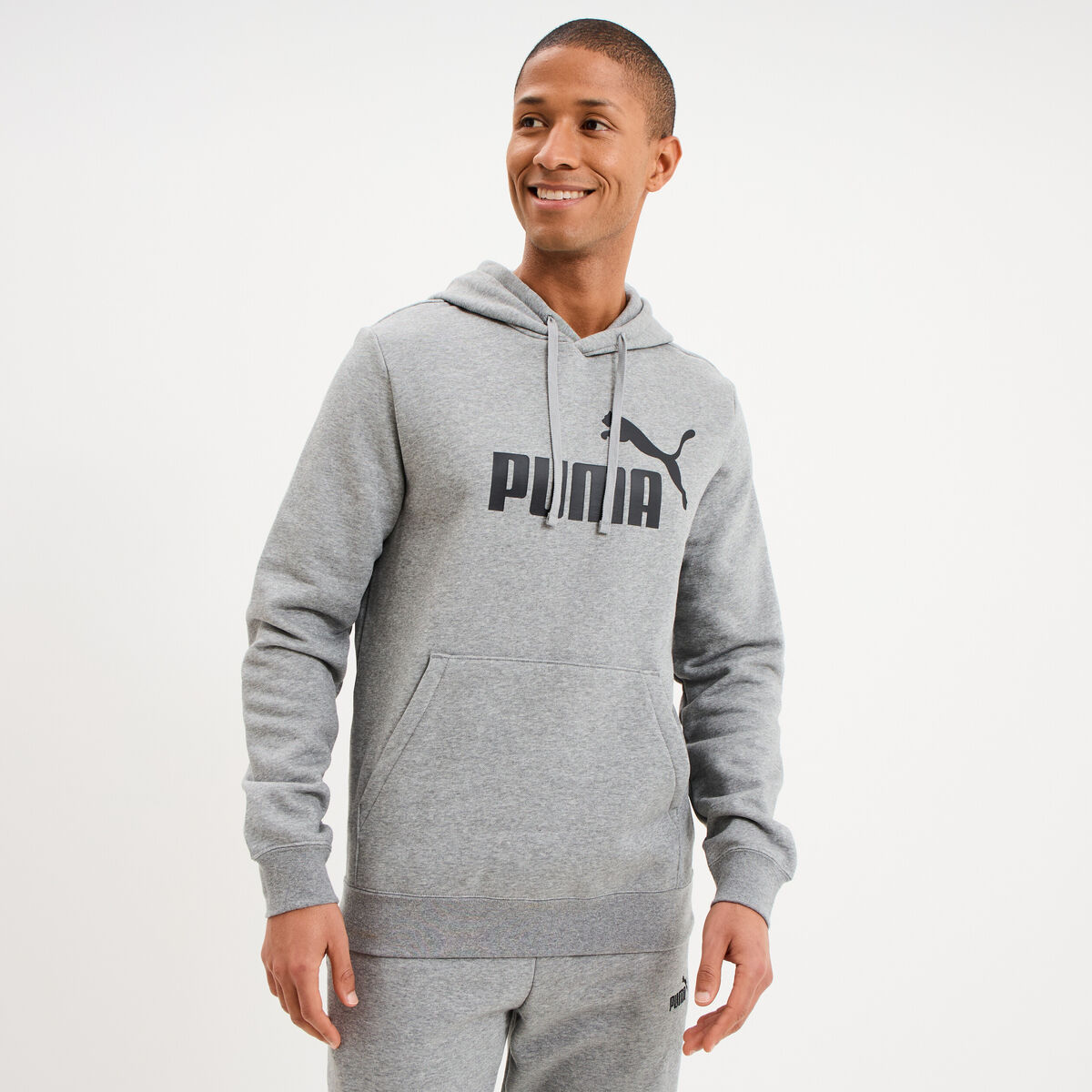 Sweat hoodie &agrave; capuche molleton Puma gris homme