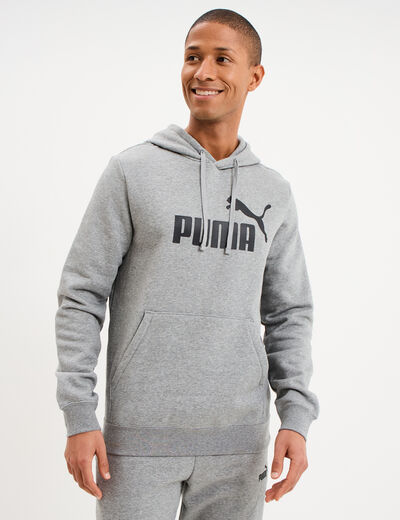 Sweat hoodie &agrave; capuche molleton Puma gris homme
