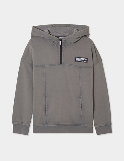 Sweat camionneur hoodie à capuche coton gris foncé garçon