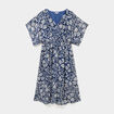Robe longue taille smock&eacute;e bleu marine femme grande taille