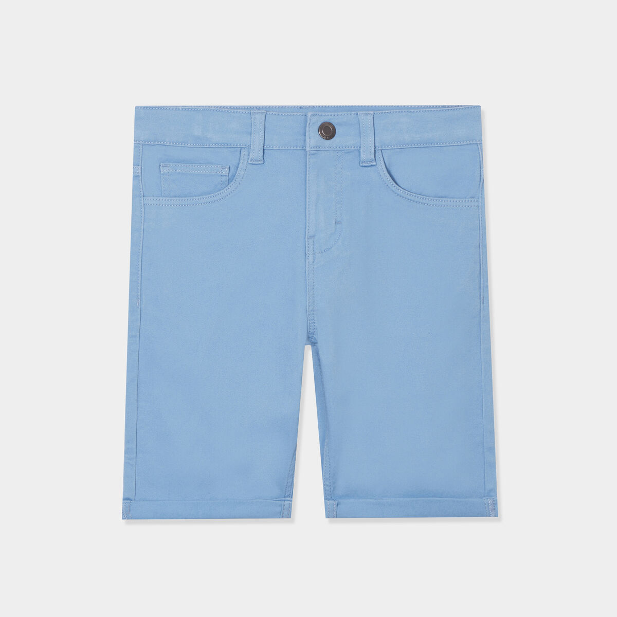 Bermuda droit ajust&eacute; &agrave; ourlets bleu pastel gar&ccedil;on