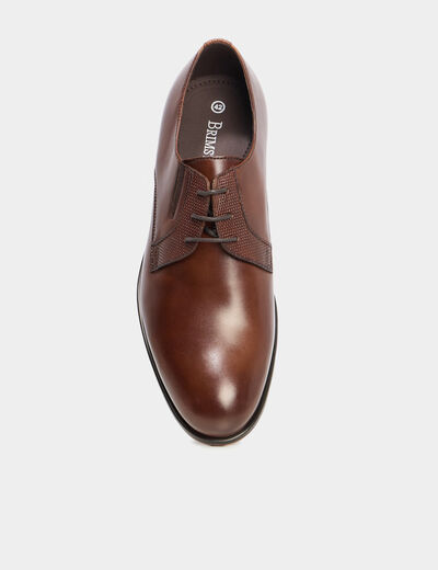 Derbies à lacets en cuir marron homme