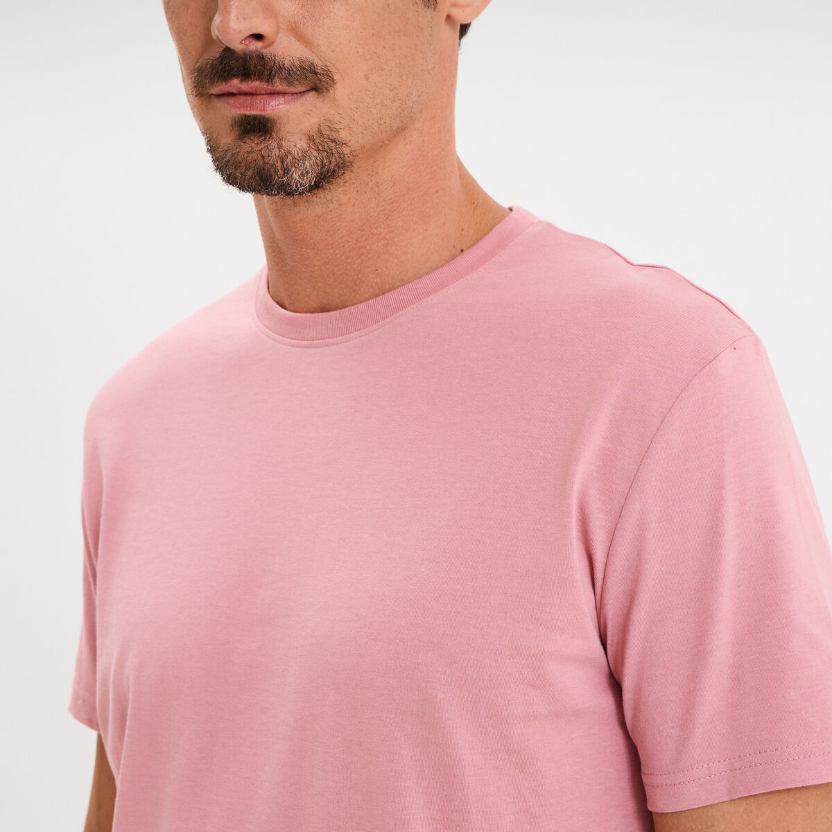 T-shirt en coton manches courtes vieux rose homme