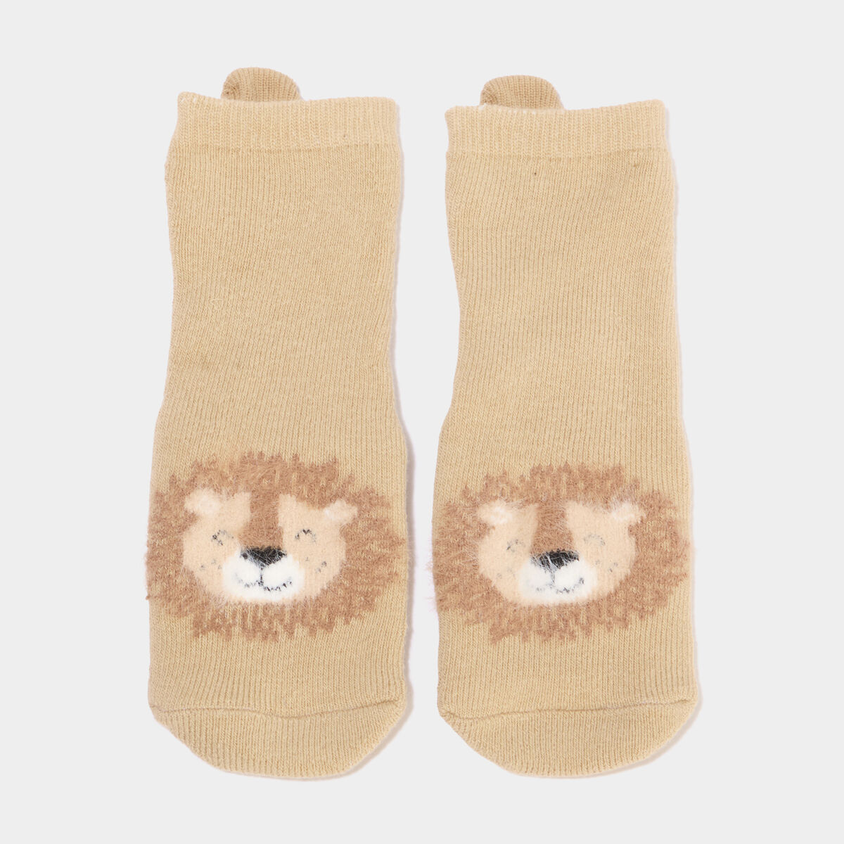 Chaussettes d'int&eacute;rieur marron clair b&eacute;b&eacute; gar&ccedil;on