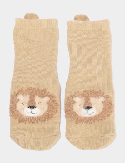Chaussettes d'int&eacute;rieur marron clair b&eacute;b&eacute; gar&ccedil;on
