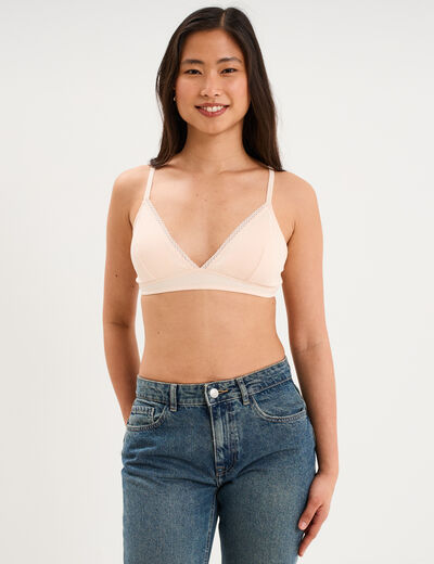 Soutien-gorge triangle padd&eacute; coton rose clair femme