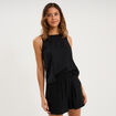 Blouse sans manches lin m&eacute;lang&eacute; noir femme
