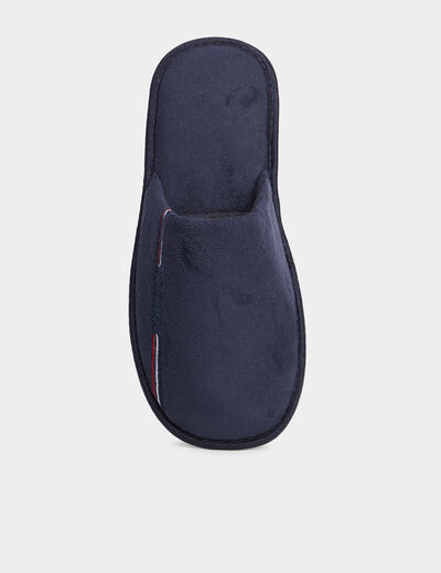 Chaussons mules effet velours bleu marine homme