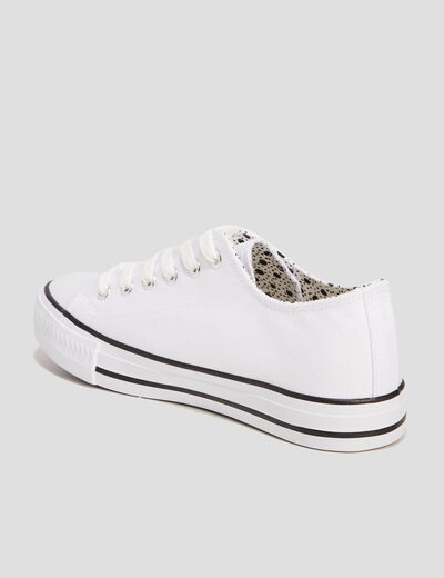 Tennis en toile à lacets blanc femme
