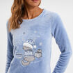 Ensemble pyjama pantalon effet velours bleu clair femme