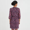 Robe évasée bas plissé manches 3/4 bleu marine femme