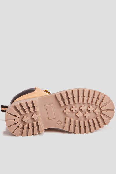 Bottines fourrées en cuir camel garçon