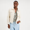 Veste courte droite effet bouclette blanc femme