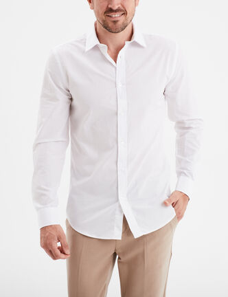 Chemise coupe ajustée manches longues blanc homme