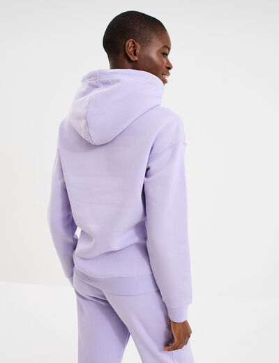 Sweat hoodie molleton &agrave; capuche parme femme