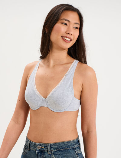 Soutien-gorge foulard coton majoritaire gris clair femme