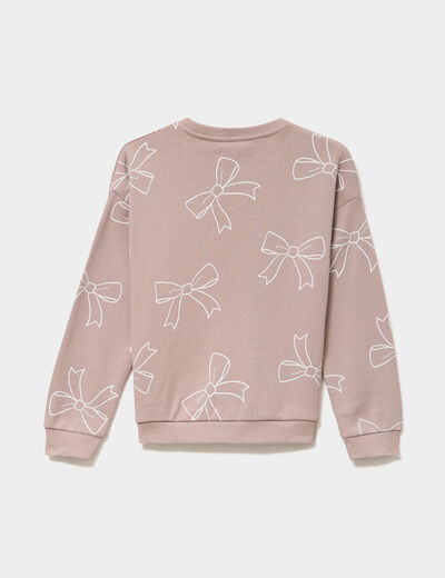 Sweat col rond manches longues taupe fille