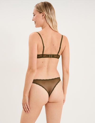 Soutien-gorge corbeille padd&eacute; dentelle vert kaki femme
