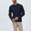 Pull avec col rond à relief bleu marine homme