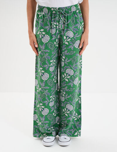 Pantalon lage taille élastiquée vert menthe femme