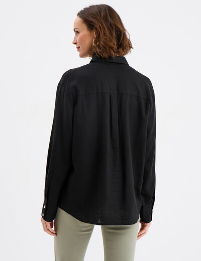 Chemise oversize lin mélangé noir femme