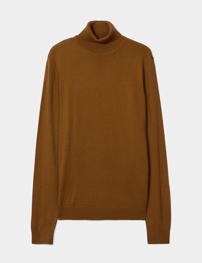 Pull avec col roulé camel homme