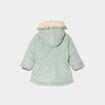 Manteau à capuche fausse fourrure vert kaki bébé fille