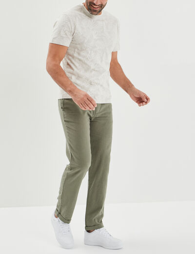 T-shirt manches courtes col rond beige homme