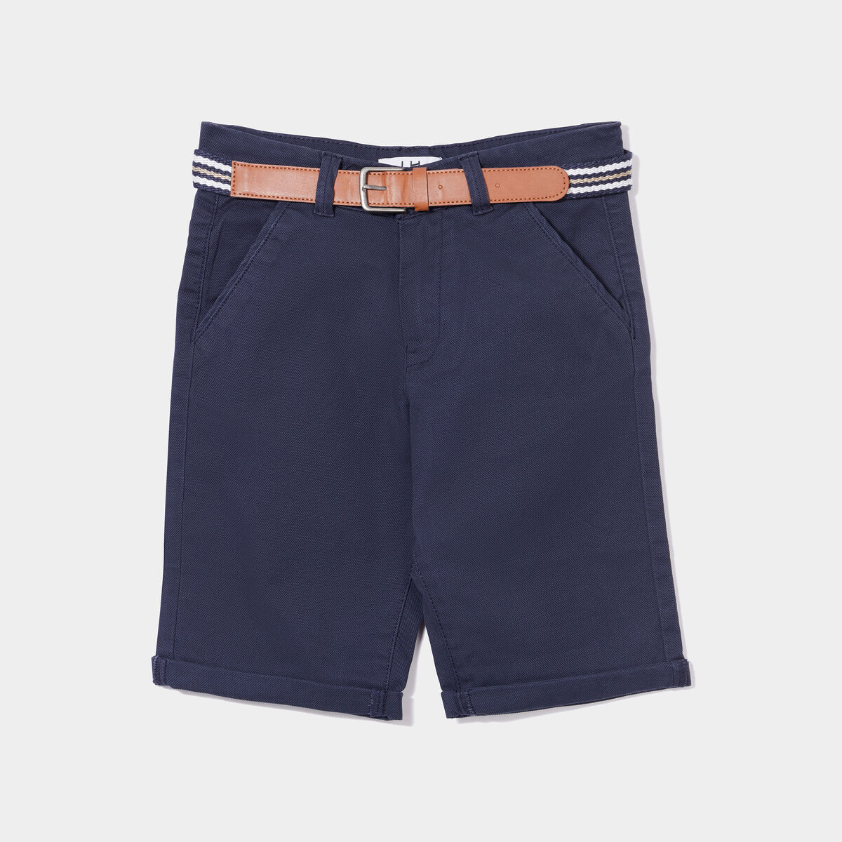 Short droit ceinturé bleu marine garçon
