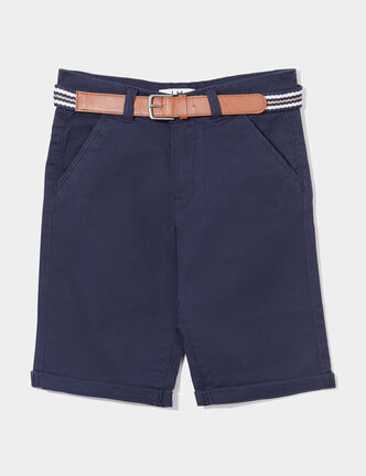 Short droit ceinturé bleu marine garçon