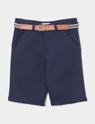 Short droit ceinturé bleu marine garçon