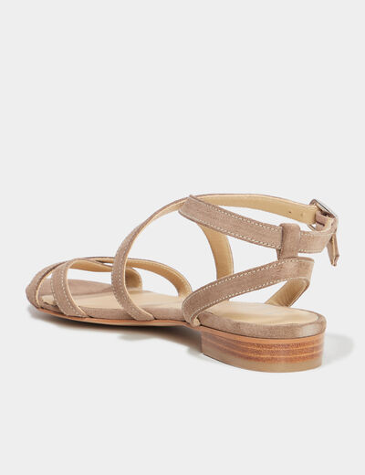 Sandales avec brides en cuir sable femme