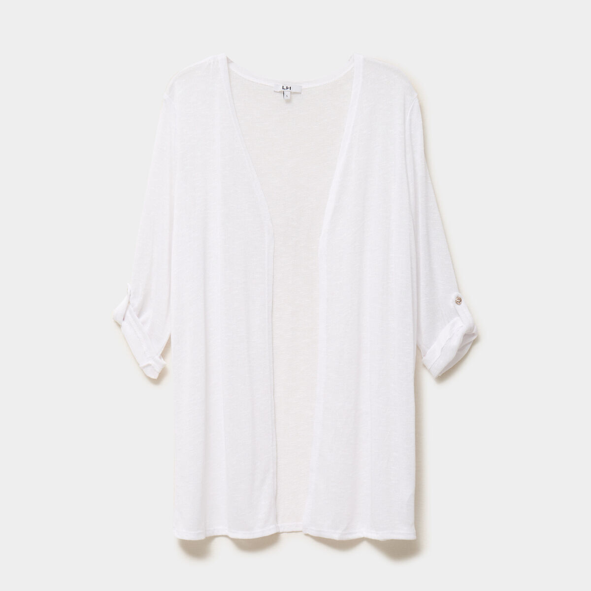 Gilet fin mi long manches 3/4 blanc femme